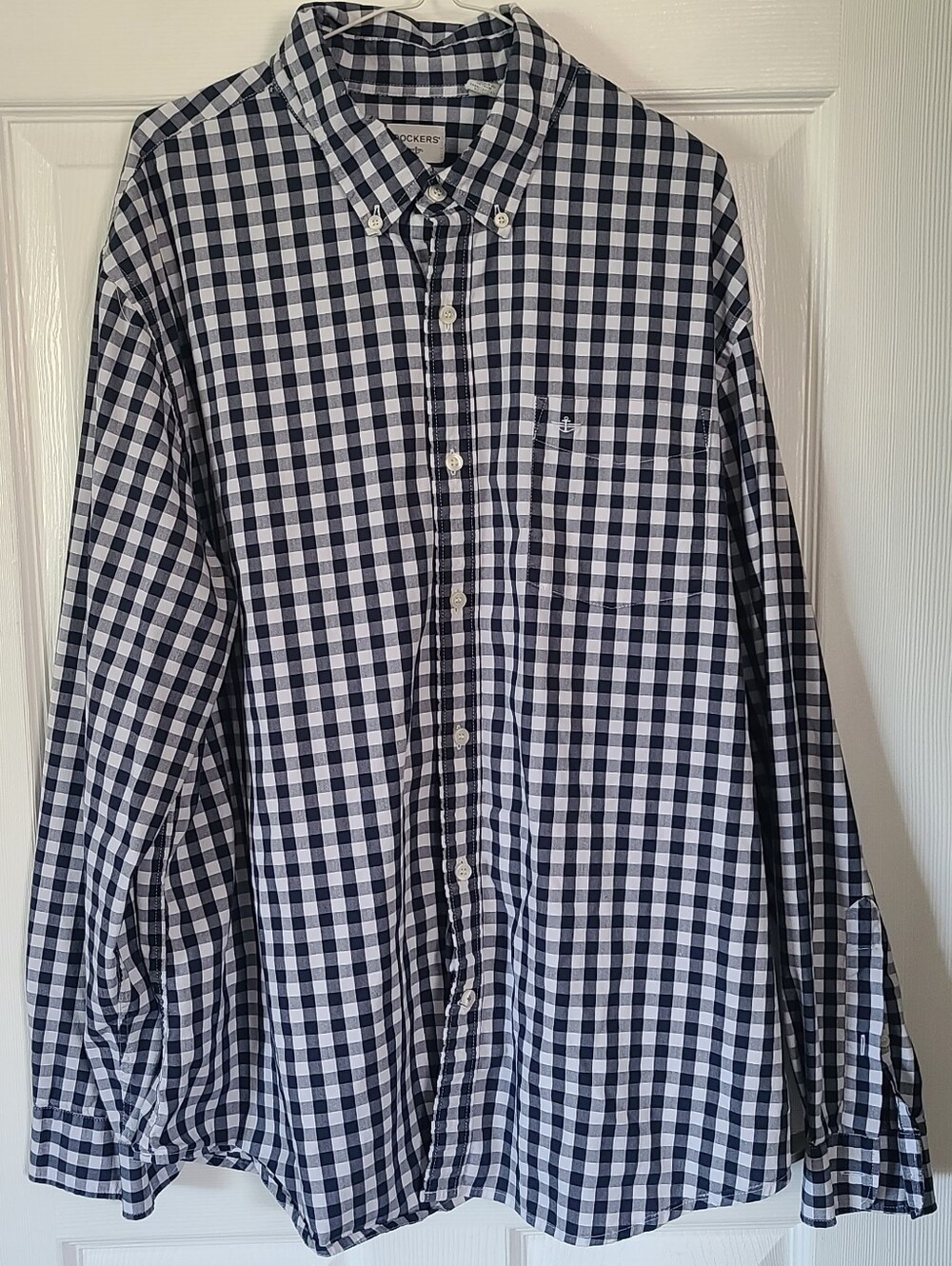 Dockers Men’s Black and White Gingham Button-Down Shirt